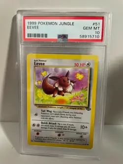 PSA 10 GEM MINT Unlimited Eevee (#51/64) Pokemon Jungle - Image 1