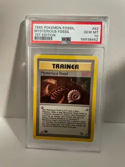 1999 Pokemon Fossil 1st Edition #62 Mysterious Fossil PSA 10 - Image 1