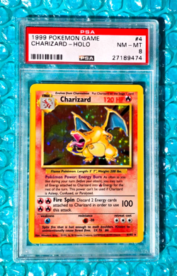 1999 Pokemon Base Set Unlimited CHARIZARD #4 PSA-8 NM/MT! - Image 1