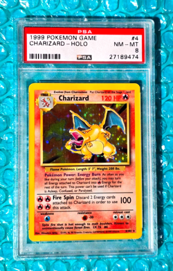 1999 Pokemon Base Set Unlimited CHARIZARD #4 PSA-8 NM/MT! - Image 2