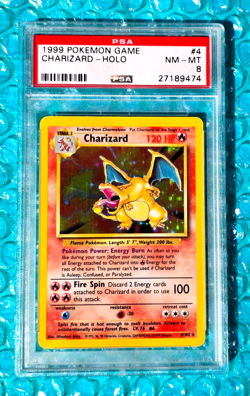 1999 Pokemon Base Set Unlimited CHARIZARD #4 PSA-8 NM/MT! - Image 5