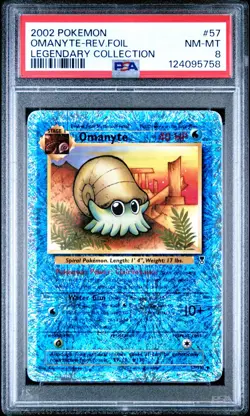 2002 POKEMON LEGENDARY COLLECTION #57 OMANYTE-REVERSE FOIL PSA 8 - Image 1