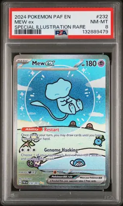 2024 POKEMON PAF EN-PALDEAN FATES SPECIAL ILLUSTRATION RARE #232 MEW EX PSA 8 - Image 1