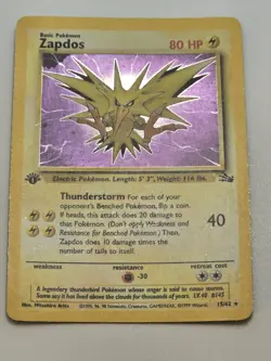 Zapdos Holo First Edition 15/62 Fossil Vintage Pokemon Tcg Mp Condition - Image 3