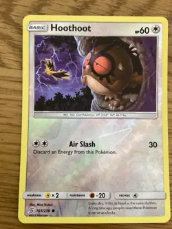Hoothoot Pokemon Card 165/236 Reverse Holo- Used -Sun & Moon-Unified Minds - Image 1
