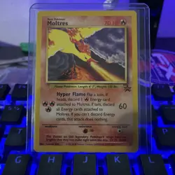 NM Pokemon MOLTRES Card BLACK STAR PROMO Set #21 Legendary Fire Bird Movie WOTC - Image 1