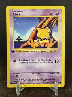 Pokemon Card TCG Abra Shadowless Base Set 1st Edition Common 43/102 LP Vintage - Image 1