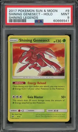 2017 PSA 9 Pokemon Sun & Moon Shining Legends Shining Genesect Holo 9/73 Card - Image 1
