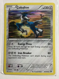Cobalion 91/113 - Black & White Legendary Treasures Holo Rare Pokemon Card - Image 1