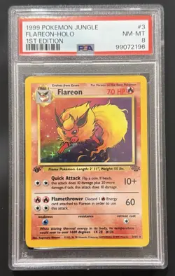 1999 Pokemon TCG Jungle Flareon Holo Card #3 1st Edition PSA 8 Graded - Image 1