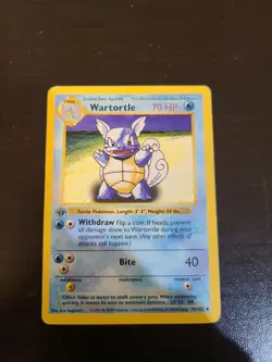 First 1st Edition Wartortle Shadowless Base Set 42/102 Pokemon Card see pic p11 - Image 1