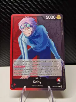 OP11-001 Koby : Leader English One Piece TCG Card : OP11: A Fist Of Divine Speed - Image 1