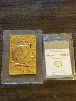 Nintendo Pokemon Gold Plated Trading Card Jigglypuff Burger King 1999 - Image 1