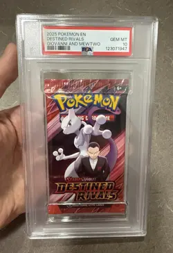 PSA 10 Destined Rivals Giovanni And Mewtwo Graded Pokemon Booster Pack 2025 - Image 1