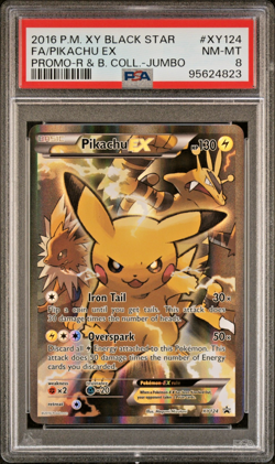 2016 Pokemon XY Black Star Pikachu EX R&B Collection Promo #XY124 PSA 8 NM-MT - Image 1