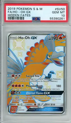Shiny Ho-Oh GX 2019 Pokemon Sun & Moon Hidden Fates Full Art #SV50 PSA 10 - Image 1