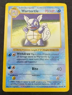 Pokemon Wartortle 42/102 Base Set Near Mint SHADOWLESS - Image 1