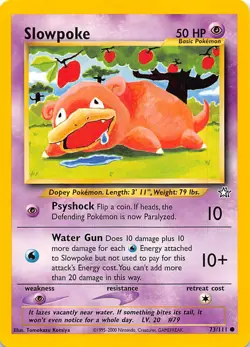 Slowpoke 073/111 Common Neo Genesis Pokemon LP 001085 - Image 1