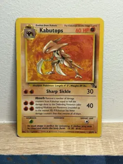 Kabutops Fossil 24/62 Rare Pokemon Card Non Holo 1999 Vintage Wotc HP - Image 1
