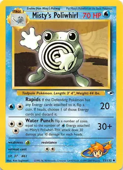 Misty's Poliwhirl 053/132 Uncommon Gym Heroes Pokemon LP 001033 - Image 1