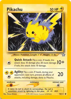 Pikachu 070/111 Common Neo Genesis Pokemon LP 001096 - Image 1