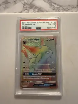 2017 Pokemon Sun & Moon #152 FA/Espeon GX Secret Card PSA 8 - Image 1