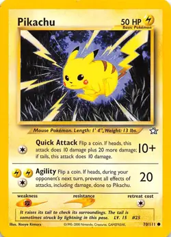 Pikachu 070/111 Common Neo Genesis Pokemon LP 001098 - Image 1