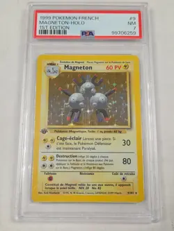 PSA 7 1st Edition Magneton - Holo 9/102 Base Set FRENCH Pokemon Card WoTC - Image 1