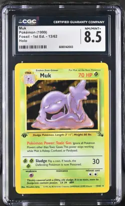 CGC 8.5 Muk 1999 Fossil 1st Edition 13/62 Holo Pokemon Card - Image 1