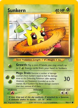 Sunkern 078/111 Common Neo Genesis Pokemon LP 001143 - Image 1