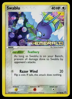 Pokemon Card - Swablu Emerald 67/106 Common Reverse Holo Stamped - Image 1