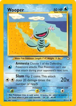 Wooper 082/111 Common Neo Genesis Pokemon LP 001131 - Image 1