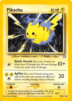 Pikachu 070/111 Common Neo Genesis Pokemon LP 001099 - Image 1