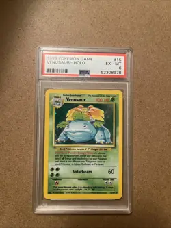 1999 Pokemon TCG Base Set Venusaur Holo Rare Card PSA 6 EX-MT - Image 1