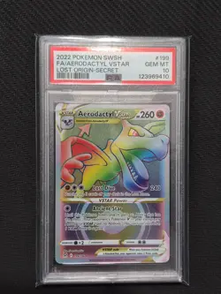 Pokemon Aerodactyl VSTAR 199/196: Lost Origin Holo FA Secret Rainbow Rare PSA 10 - Image 1