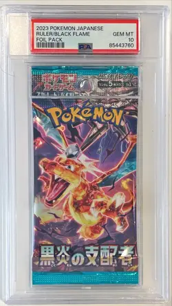 2023 Nintendo Pokemon Japanese Ruler Of The Black Flame Booster Pack PSA 10 - Image 1