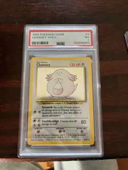 1999 POKEMON TCG BASE SET #3/102 CHANSEY HOLO RARE PSA 7 NM - Image 1