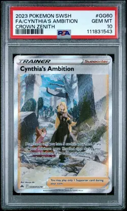 Pokemon TCG Cynthia's Ambition GG60 Crown Zenith English PSA 10 - Image 1