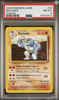 2000 Pokemon Base Set Unlimited MACHOKE [Italian] 34/102 ~ PSA 8 NM-MT - Image 1