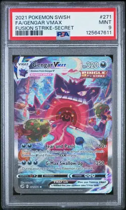PSA 9 Gengar VMAX Fusion Strike Secret Rare Full Alt Art Pokemon Card #271 Mint - Image 1