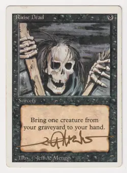 Miscut Gold Signed Raise Dead HP Revised Artist Jeff A. Menges 1994 MTG Magic! - Image 1