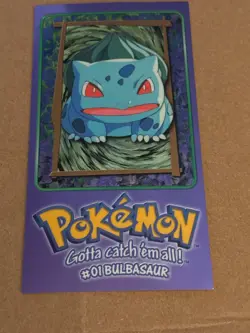 1999 Topps Pokemon TV Tin Topper Jumbo #3 of 5 #01 Bulbasaur Series 1 - Image 1