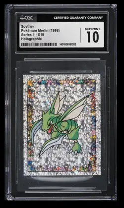 1998 Pokemon Merlin Series 1 Scyther CGC 10 U.K. #S19 Holographic - Image 1
