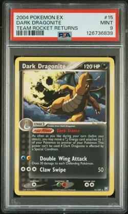 2004 POKEMON EX TEAM ROCKET RETURNS #15 DARK DRAGONITE PSA 9 - Image 1