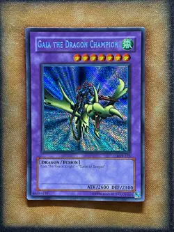 Yugioh Gaia The Dragon Champion LOB-125 Secret Rare Reverse Foil Misprint LP - Image 1