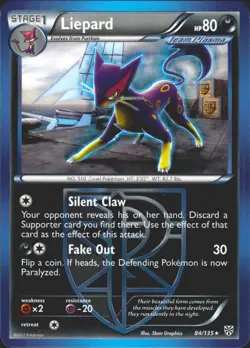 Liepard (Team Plasma) 84/135 Rare Plasma Storm Lightly Played Pokemon Card - Image 1