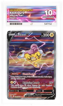 Pokemon Crown Zenith Raikou v Full Art Ultra Rare Card GG41/GG70 Ace 10 Graded - Image 2