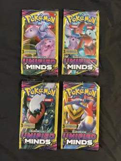 Pokemon TCG 4 Packs Unified Minds 3 Card Art Set New Factory Sealed 🔥📈 - Image 3