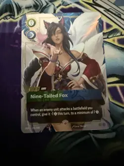 Riftbound Ahri Nine Tailed Fox Legend English card 255/298 Prerelease Promo - Image 2