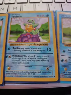 Pokemon Card - 1st Edition Squirtle - Base Set (Shadowless) 63/102 LP (4 pack) - Image 4